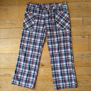 y2k Vintage 90's Roxy Plaid Cropped Pants surf skate retro coconutgirl USA Made